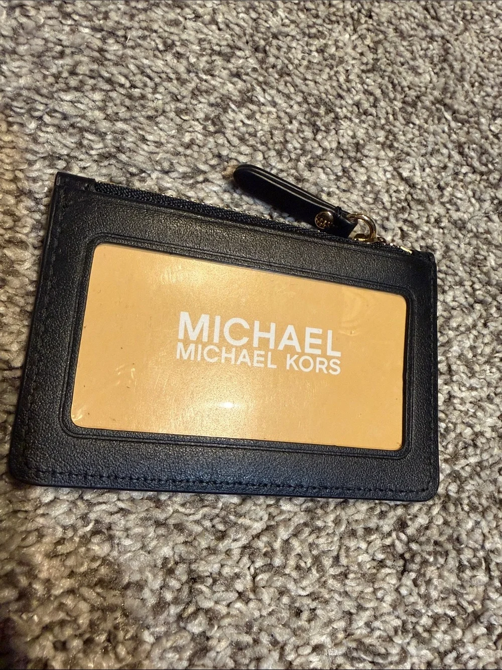 Michael Kors Black Leather Wristlet with Gold Studs and Chain